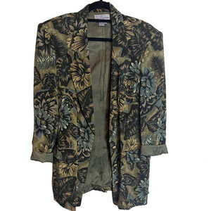 Vintage Bloomigdales 100% Silk Plant Print Blazer Size: 12